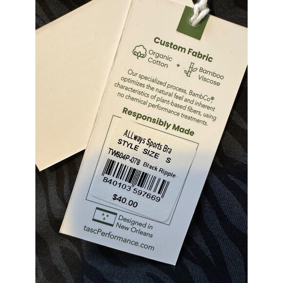 Tasc Allways Sports Bra Size Small Black Ripple $40 NWT Activewear - Picture 4 of 7